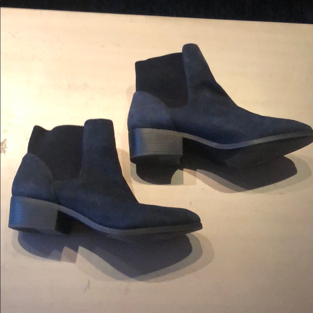 Navy Blue Suede Bootie